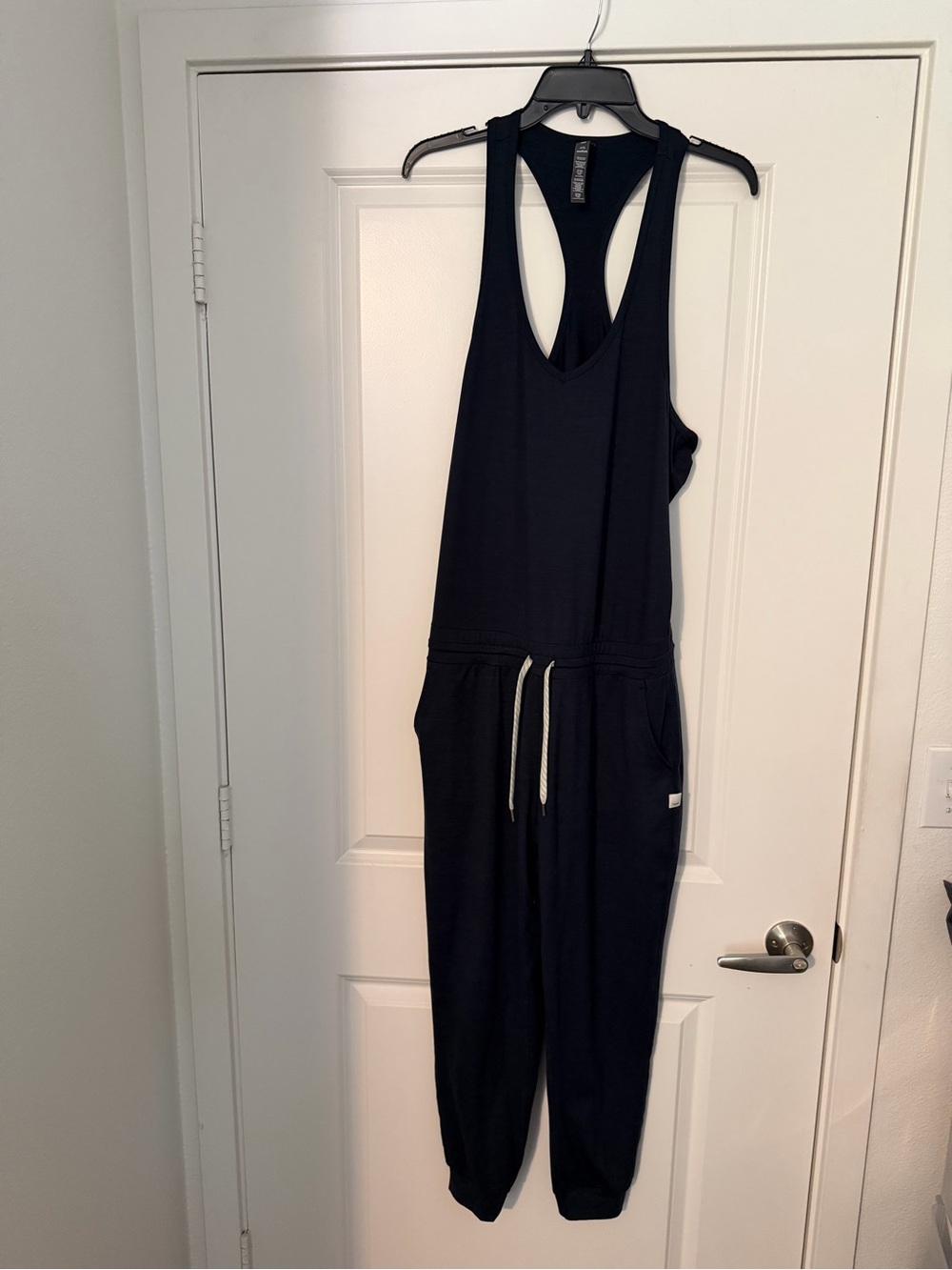 Women's Vuori Lux Racerback Jumpsuit in Heathered Navy Size M - Picture 3 of 6
